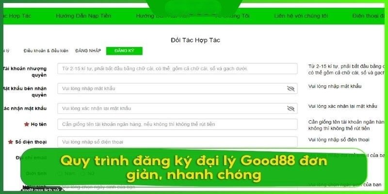 Quy trình đăng ký đại lý Good88 chỉ gói gọn trong 4 bước